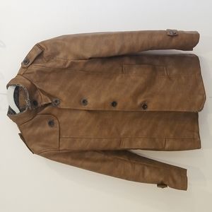Men's Faux Brown Leather Coat Size M